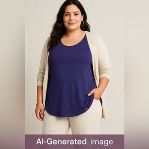 Neon Buddha Purple Blue Stretch Cotton Tank Top 1X | Canada Casual Comfort